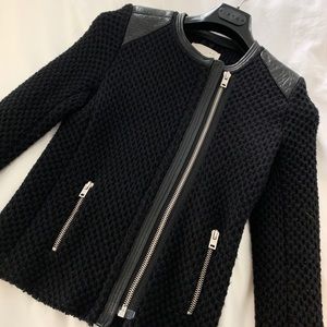 IRO lambskin leather and wool moto jacket